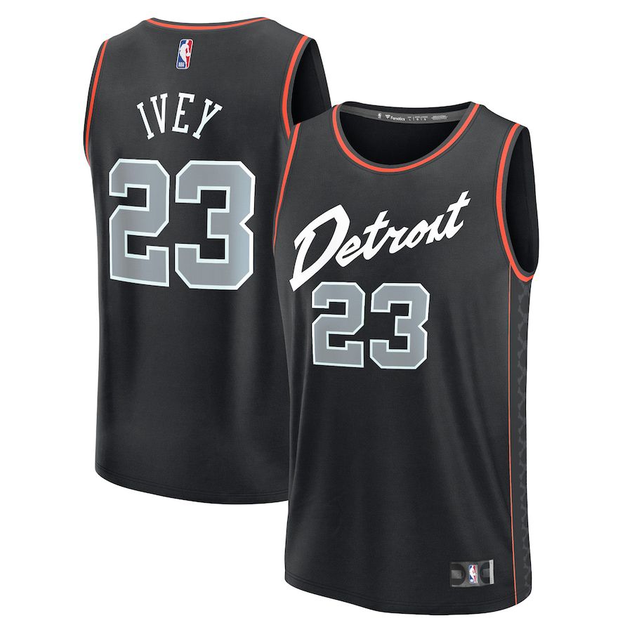 Men Detroit Pistons #23 Jaden Ivey Fanatics Branded Black City Edition 2023-24 Fast Break NBA Jersey